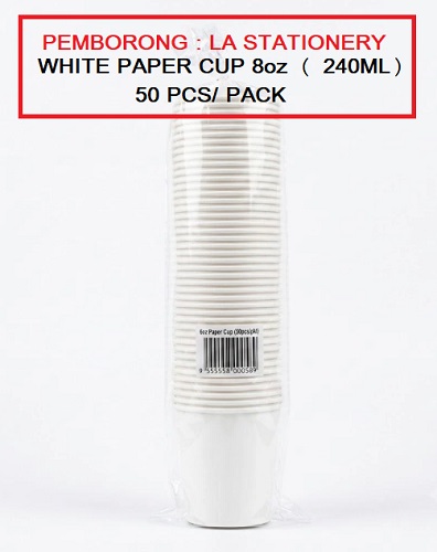 PLAIN PAPER CUP 8OZ ( 240ML ) 50'S/PACK